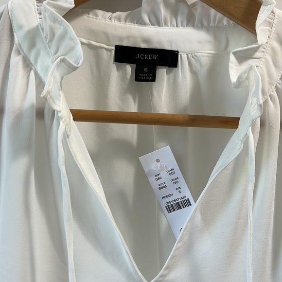 Woman’s J.Crew white sheer blouse with ruffle detail, small, new with tags. - Picture 2 of 6